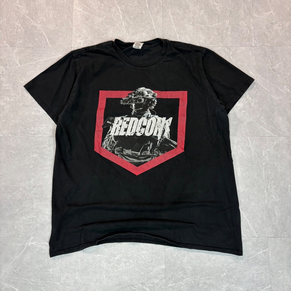 Redcon1 Mens Tactical Graphic T-Shirt Black Short Sleeve Crew Neck Cotton Large